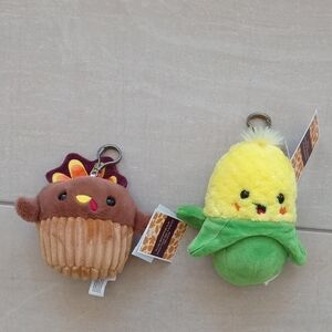 Cute Turkey and Corn Plush Backpack Clips